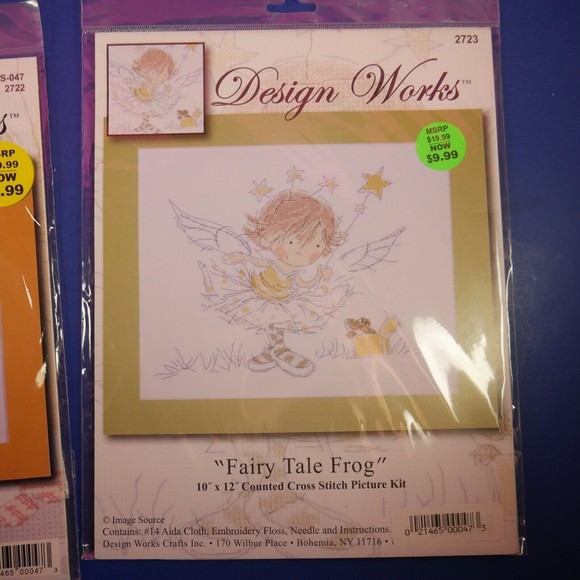 Design Works Cross Stitch Picture Kit Kitty Dinner Fairy Tale Frog 10x12" NIP - Picture 3 of 4